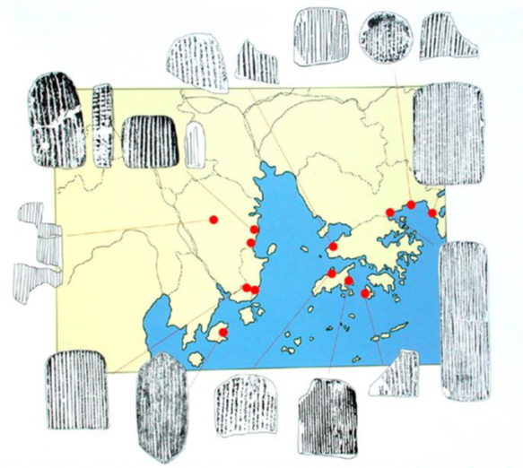 環珠江口發現世界最早樹皮布石拍分佈。（圖片由作者提供）