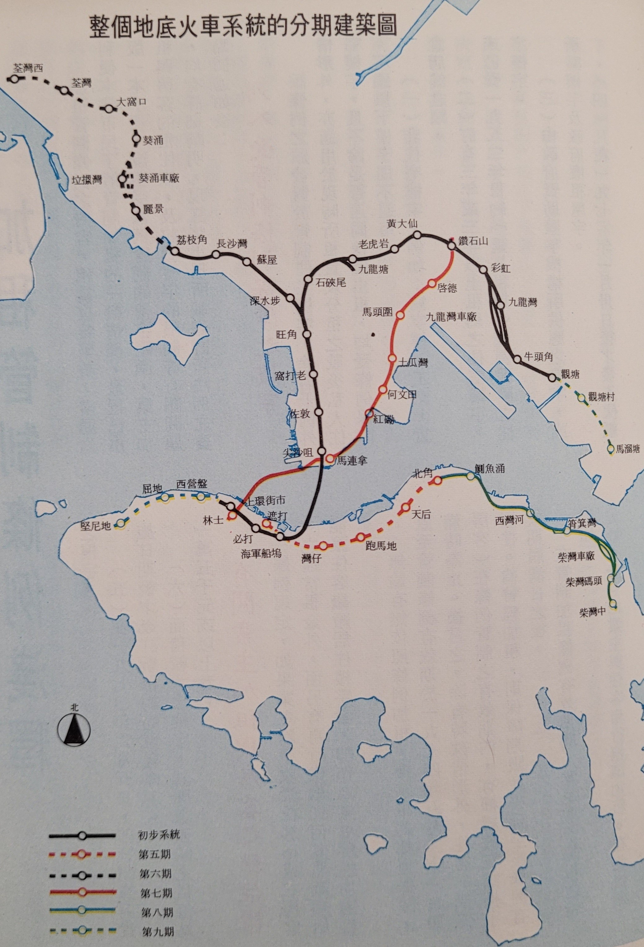 整個地底火車系統的分期建築圖。（圖片來源：《香港地產簡訊》第14期）