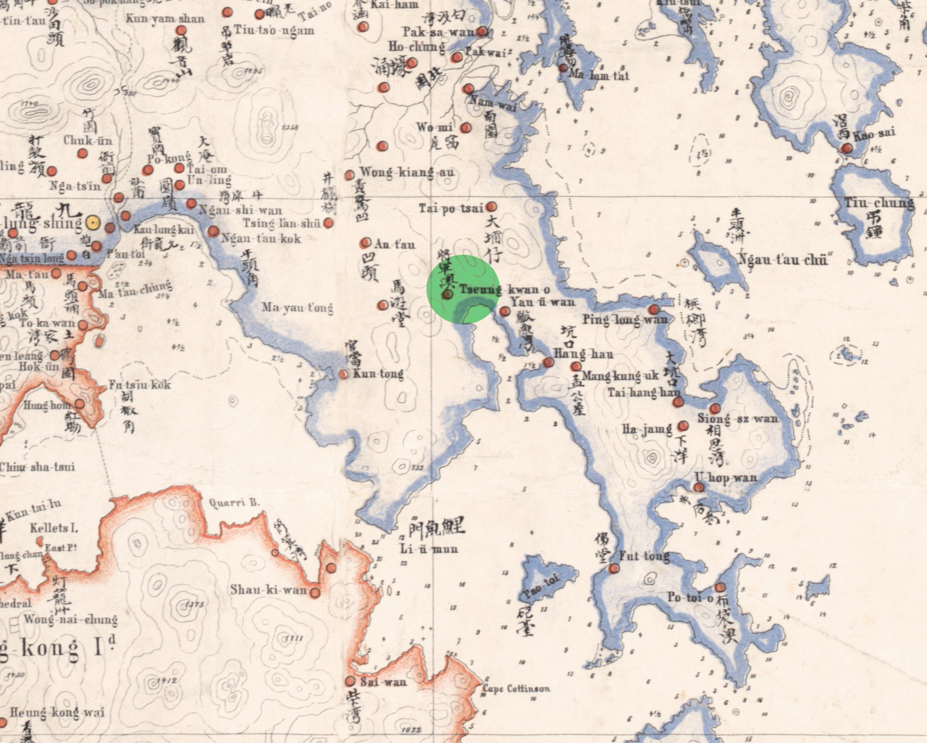 1866年《新安縣全圖》中的將軍澳。