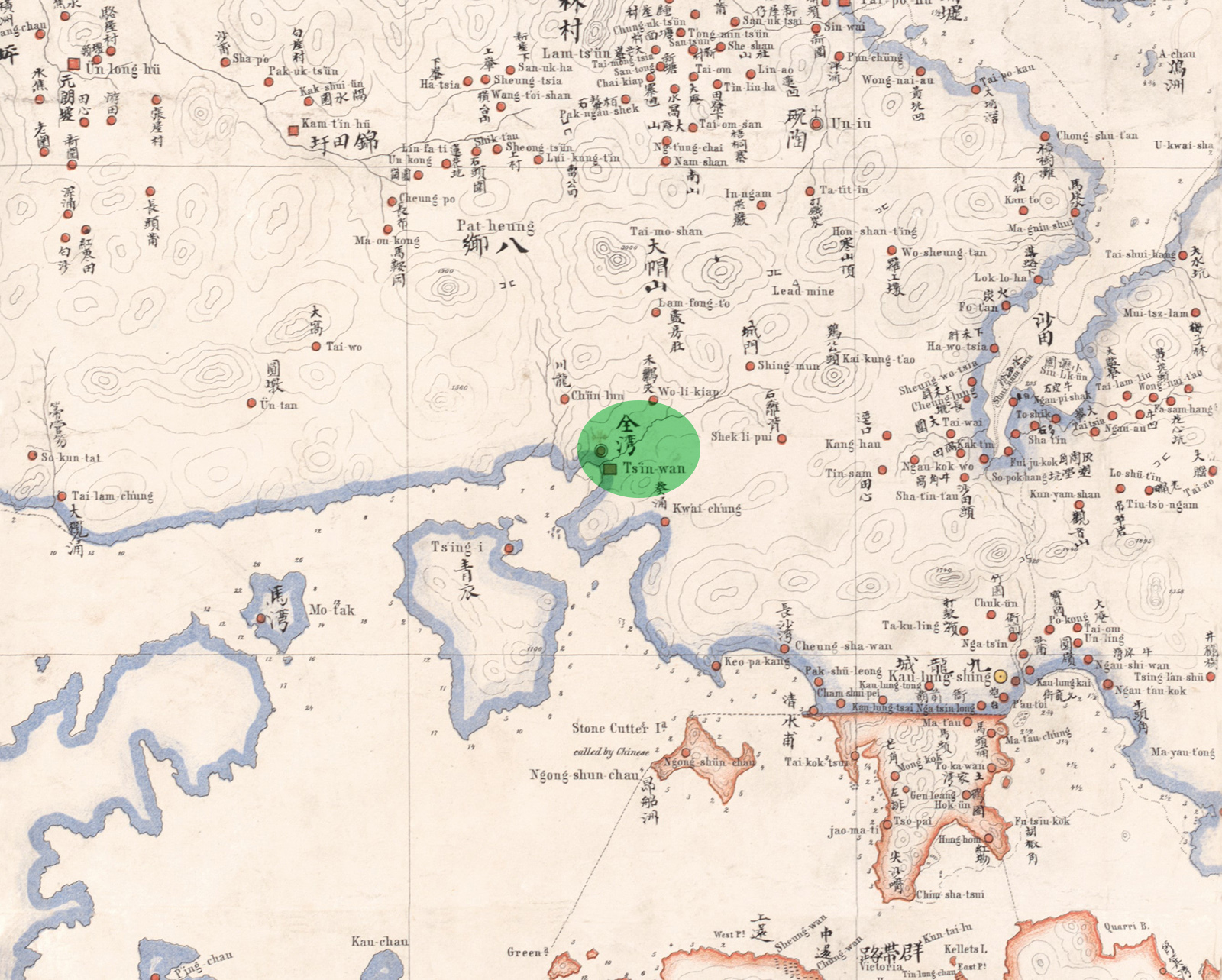 1866年《新安縣全圖》將荃灣標記為全灣